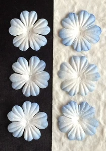 20 Blue Handmade Mulberry Paper Flowers petals embellishments Baby Boy card 1" - Picture 1 of 5