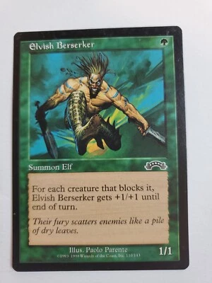 MTG Magic The Gathering Card Elvish Berserker Summon Elf Green Exodus - Image 1 of 2