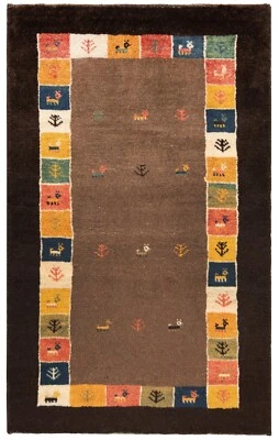 Gabbeh Hand-Knotted 52 3/8x32 11/16in-Nomadic, Oriental, Carpet, Rug, - Image 1 of 4