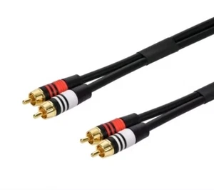 Monoprice Premium 2 Enchufe RCA 2 Enchufe RCA Cable MM 22AWG 10 pies Negro - Imagen 1 de 6