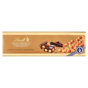 LINDT SWISS PREMIUM DARK CHOCOLATE WITH WHOLE ROASTED HAZELNUTS XXL 300G/10.58oz - Picture 1 of 2