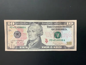 2017A $10 DOLLAR BILL PD49169998A Overink on the serial number - Picture 1 of 4
