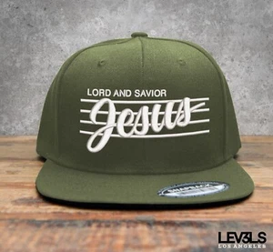 RETRO JESUS LORD AND SAVIOR SNAPBACK BASEBALL CAP CHRISTIAN CROSS JESUS SAVES - Picture 1 of 13