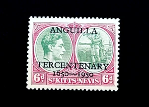 ST KITTS & NEVIS Stamp - 1950 Tercentenary ANGUILLA Overprint MNH Fresh r63 - Picture 1 of 2