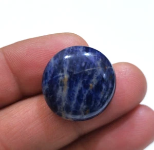 Natural AA+ Blue Sodalite Round Shape Cabochon 31 Crt Loose Gemstone For Jewelry - Picture 1 of 7