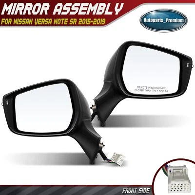 Espejo retrovisor eléctrico delantero izquierdo y derecho negro 2 piezas para Nissan Versa Note SR 2015-2019 Foto 1 de 4