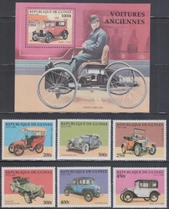 GUINEA # 008 CPL MNH SET of 6 STAMPS PLUS S/S - ANTIQUE CARS - Picture 1 of 1