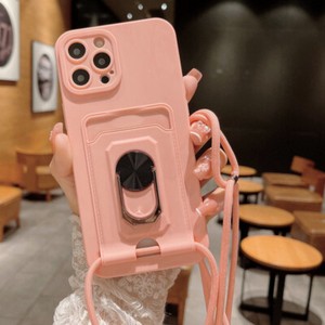 Lanyard Phone Case With Card Slot For iPhone 7 SE XR 13 14 15 Pro Max Ring Stand