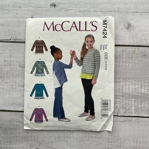 McCalls 7424 Sewing Pattern Pullover Tops Long Sleeve Ruffles Girls Sz 3-6 UNCUT - Picture 1 of 3