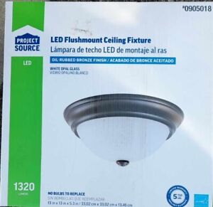 NEW Project Source 13-in Bronze Traditional Integrated Led Flush Mount Light 