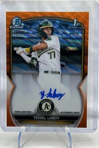 2023 Bowman Chrome - Yeniel Laboy Orange Wave 1st Auto /25 - Athletics #CPA-YLY