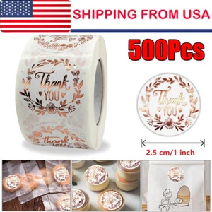 500pcs 1in Thank You Stickers Rose Gold Small Business Envelope Sticker Round - Picture 1 of 12