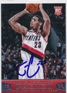 Allen Crabbe Portland Trailblazers Auto 2014 Panini Basketball Rookie Card #197