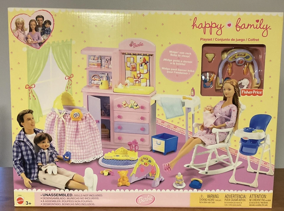 2002 Mattel Barbie Happy Family Nursery Playset RARE