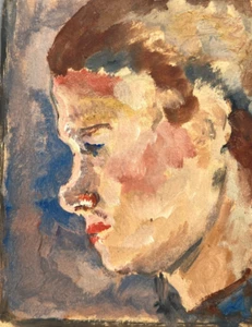 Dibujo antiguo original mujer, retrato, personas, perfil - Imagen 1 de 8