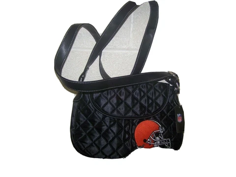 Cleveland Browns NFL Quilted Saddlebag Purse Handbag with Adjustable Strap Cover