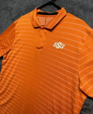 Nike Tiger Woods Golf  Polo Shirt Men's Large Oklahoma State Cowboys Orange - Image 1 of 4