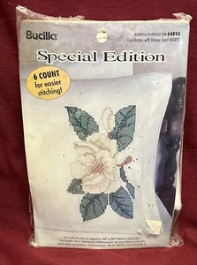 E5515 Bucilla pillowcases Magnolia 64895 Stamped Cross Stitch Kit NEW! - Picture 1 of 4