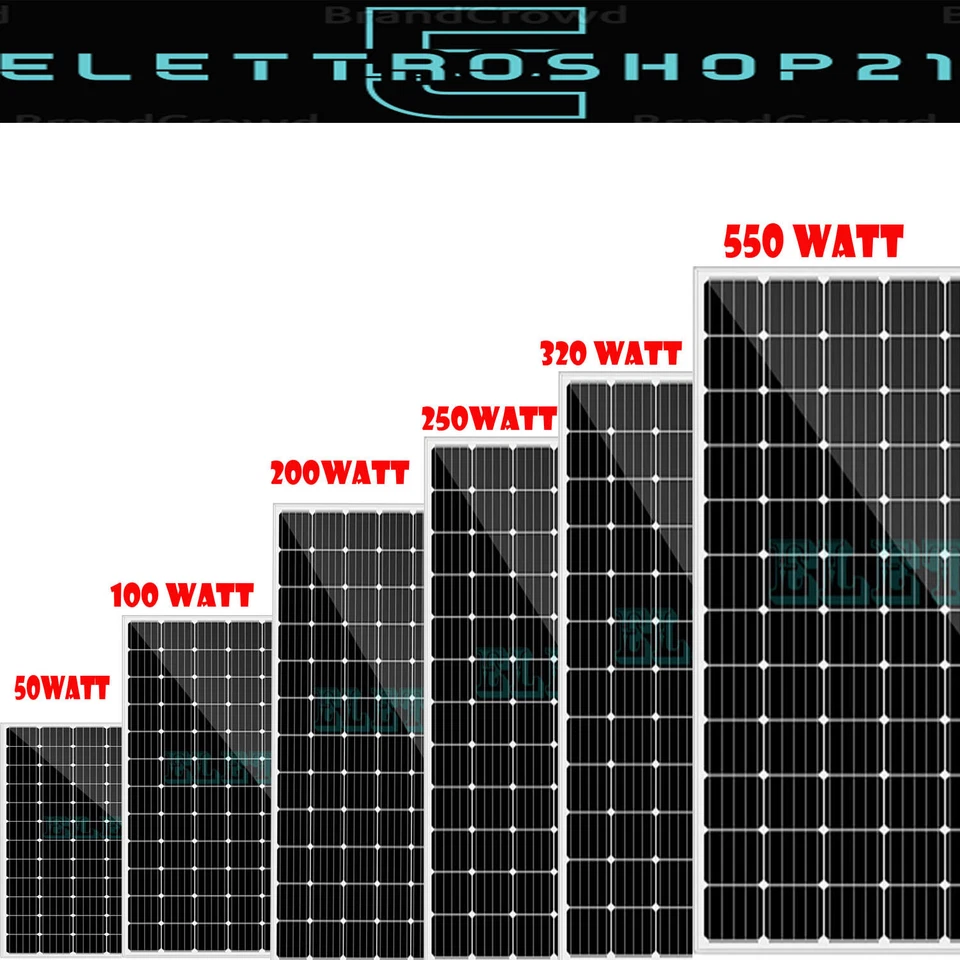 PANNELLI SOLARE PER FOTOVOLTAICO DA 50W 100W 200W 250W 320W 550W MONOCRISTALLINO - Immagine 1 di 1
