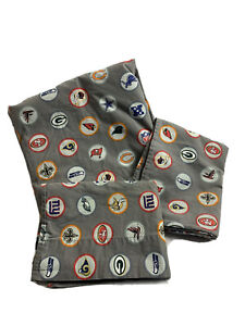 Pottery Barn PB Teen NFL AFC Team Logos Gray 1 Flat Sheet & 2 Std Pillow Cases
