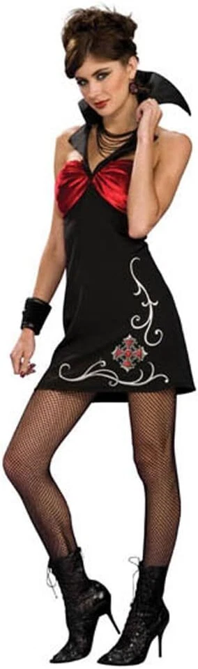 Nightfall Vampira Costume Velvet Womens Halloween Fancy Short Dress Vampire