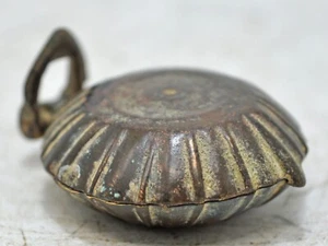 Antique Brass Lime Paste Chuna Box Original Old Hand Crafted Engraved - Picture 1 of 6