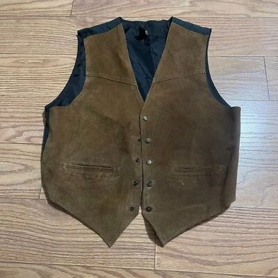 Chaleco grande vintage Stefano años 80 cuero tostado para hombre Foto 1 de 4