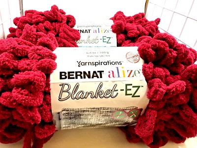 Bernat Alize Blanket EZ Loopy Yarn Burgundy 6.4 oz 18 Yd Lot of 2 NEW - Image 1 of 3