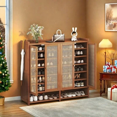 Обувной шкаф с дверцами 8-уровневый шкаф для хранения обуви - Изображение 1 из 4