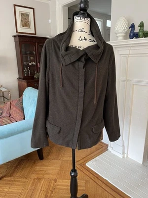 Chaqueta de Lana Lilith Botón Frontal (Talla XL/44) Verde Oscuro Mezcla de Lana Mantón Cuello Foto 1 de 4