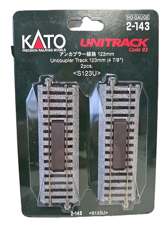 Kato Unitrack (S123U) Straight Uncoupler Track 123mm 2pcs HO Gauge 2-143 Unused - Image 1 of 1