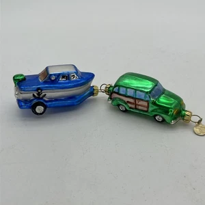 Dept 56 Woody Station Wagon With Boat Christmas Tree Ornament  - Picture 1 of 7