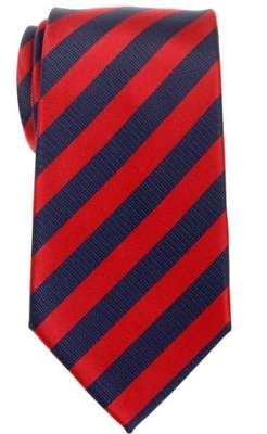  Gravata masculina de microfibra tecido listra regimental requintada azul marinho e vermelha - Imagem 1 de 2