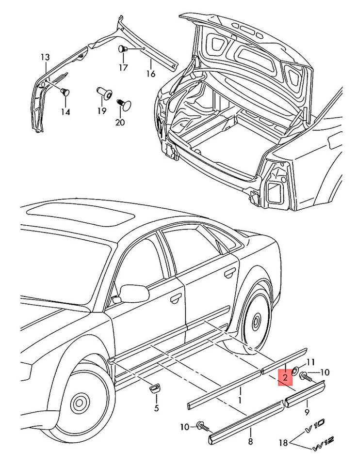 Tira Protectora Original AUDI A8 S8 quattro Para Puerta Trasera Izquierda 4E4853963DGRU Foto 1 de 1