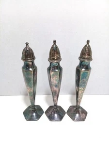 Vintage BP Benedict Proctor Salt and Pepper Shaker Set of 3 Silver Plated & Lead - Picture 1 of 10