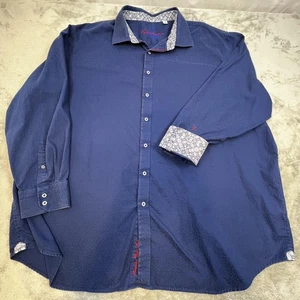 Robert Graham Hemd Herren 4XL Blau Jacquard Knopfleiste Kontrastbündchen Bestickt - Bild 1 von 16