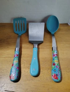 Pioneer Woman Kitchen 3 Pc Tool Set Utensil Sweet Rose Spatula Basting Spoon B01 - Picture 1 of 12