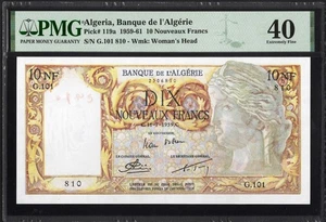 Algeria 10 NF Nouveaux Francs P119a 1959-61 PMG40 EF French CLASSICAL BANKNOTE - Picture 1 of 2