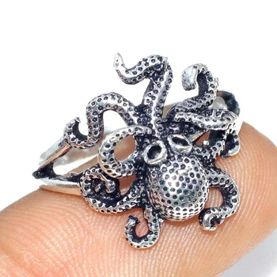 Gothic Octopus 925 Silver Plated Handmade Ring US 11 Superb Jewelry GW - Image 1 of 3