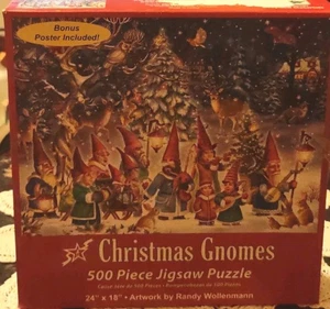 Gnomi di Natale Randy Wollenmann Art Puzzle 500 Pezzi Vermont Xmas Co - Foto 1 di 5