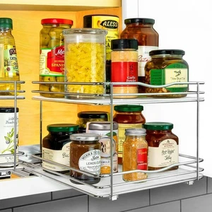 LYNK PROFESSIONAL 10-1/4 in. Wide - Double Silver Chrome Slide Out Spice Rack - Picture 1 of 11