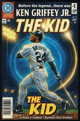 Ken Griffey Jr. Custom Comic Poster Image 12X8IN Metal Sign Mariners Vintage D - Image 1 of 4