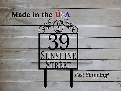 Letrero de estaca de patio con monograma con dirección - HN1121 Foto 1 de 2