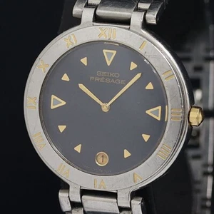 SEIKO PRESAGE QZ 7749-6000 Black Dial Date Men’s Watch Working USED from JAPAN - Picture 1 of 4