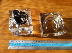 Set Tischfeuerzeug + Aschenbecher Kristallglas, Glas Würfel vintage - Bild 1 von 6