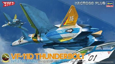 HASEGAWA 1/72 Macross Plus VF-11D Thunderbolt SVT-27 Blue Tails Plastic Model - Image 1 of 4
