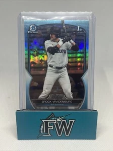 Brock Vradenburg 1st 2023 Bowman Chrome Draft Sky Blue Refractor #BDC-44 Marlins - Picture 1 of 2