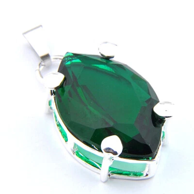 Gorgeous Shiny Huge Teardrop Light Green Topaz Gems SIlver Necklace Pendant new - image 1 of 3