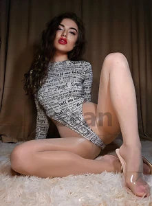 Model posing in High Cut body suit Shimmering sheer tights 8 x 10 photograph - Picture 1 of 1