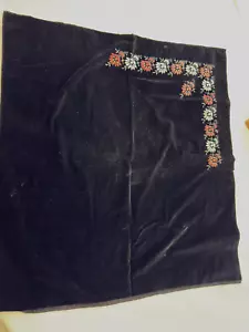 Vintage Tschechoslowakei Slowakisch Schwarz Samt Hochzeit Schal - Bild 1 von 5